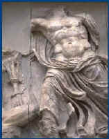 Torso of Jupiter in high-relief, an open dorje by his right side.